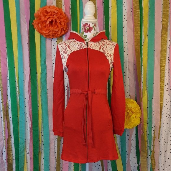 Jasmine & Ginger Tops - Jasmine & Ginger Red Long Hoodie - Size S